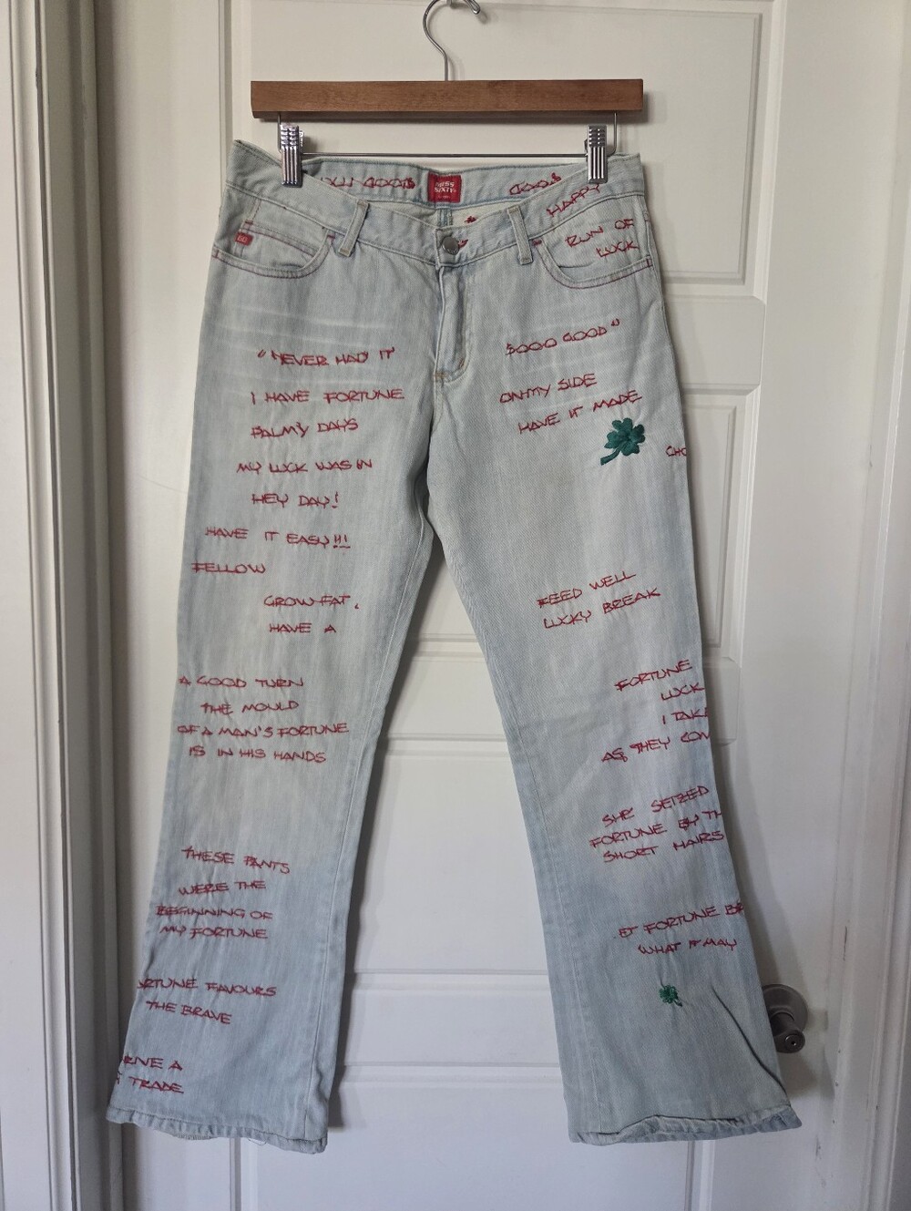 Vintage Miss Sixty Embroidered Goodluck Spellout Low Rise Jeans 31(Fits US 8/10)